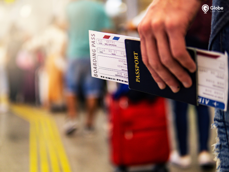 passport in girl hands
